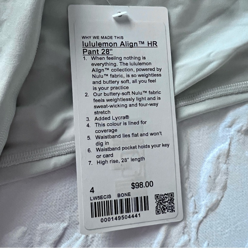 NWT Lululemon Align High-Rise Leggings in Bone 28” - Picture 11 of 11